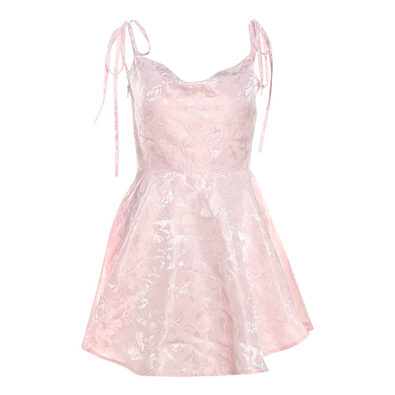 Damen Blüten-Print Minikleid mit verstellbaren Spaghetti-Trägern und fließendem Rock WOLFF
