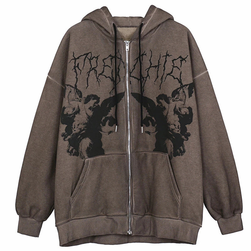 Damen Kapuzenpullover mit innovativem Engelskull-Design und großzügigen Taschen WOLFF
