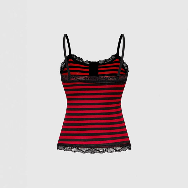 Damen Spaghetti-Top mit Spitze und gestreiftem Design WOLFF