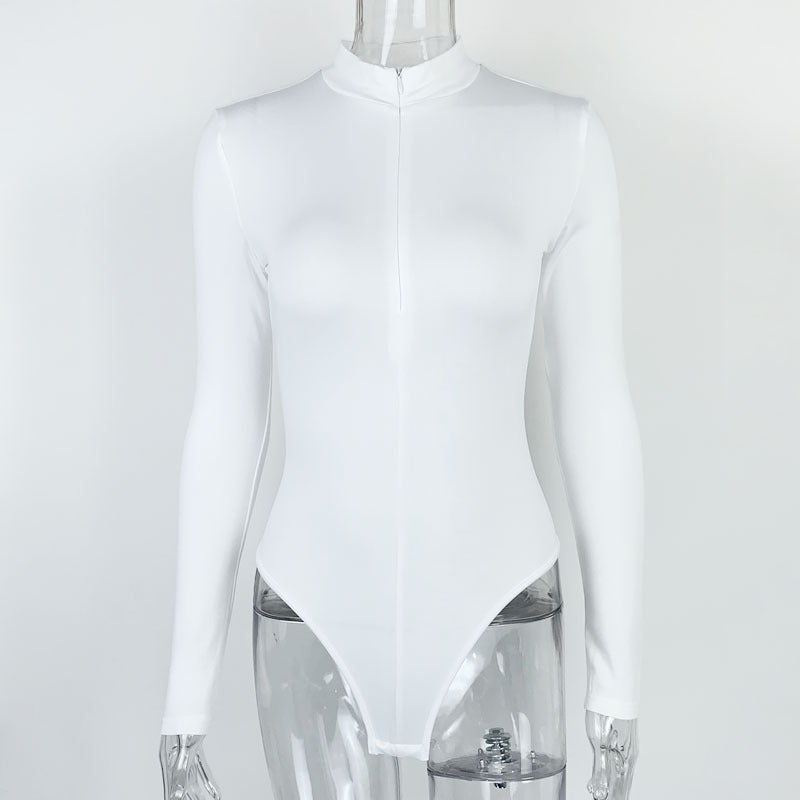 Damen Eleganter Langarm-Bodysuit mit Stehkragen und Reißverschluss WOLFF