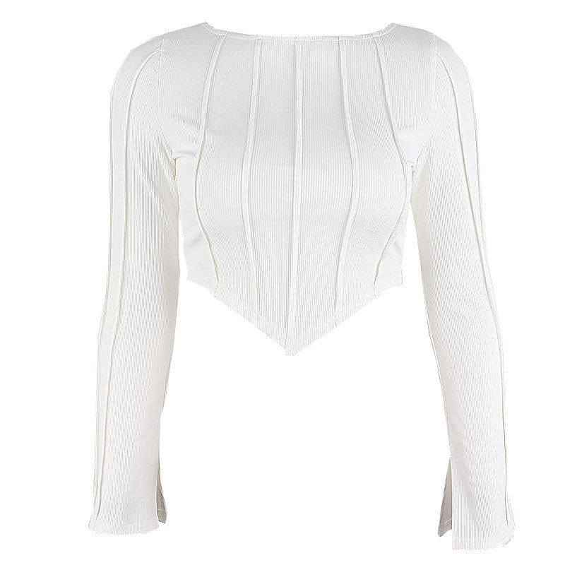 Damen Crop-Top mit elegantem Rippdesign und einzigartiger Taillierung WOLFF