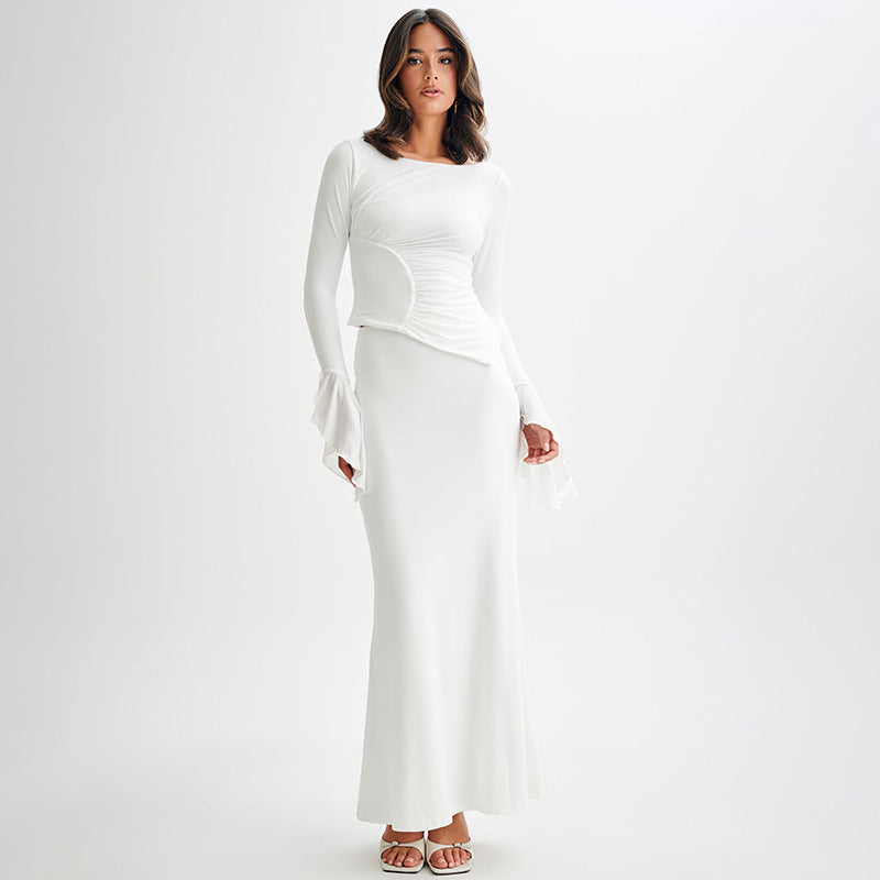 Damen elegantes Maxikleid mit raffiniertem Drapierungsdesign WOLFF