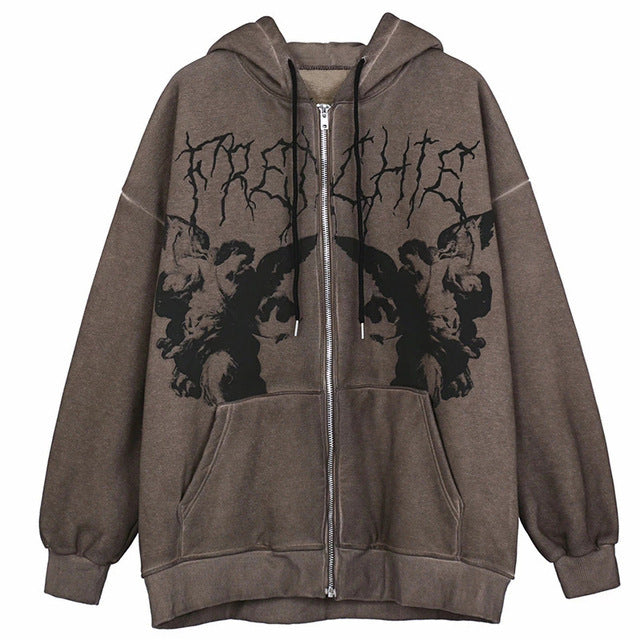 Damen Kapuzenpullover mit innovativem Engelskull-Design und großzügigen Taschen WOLFF