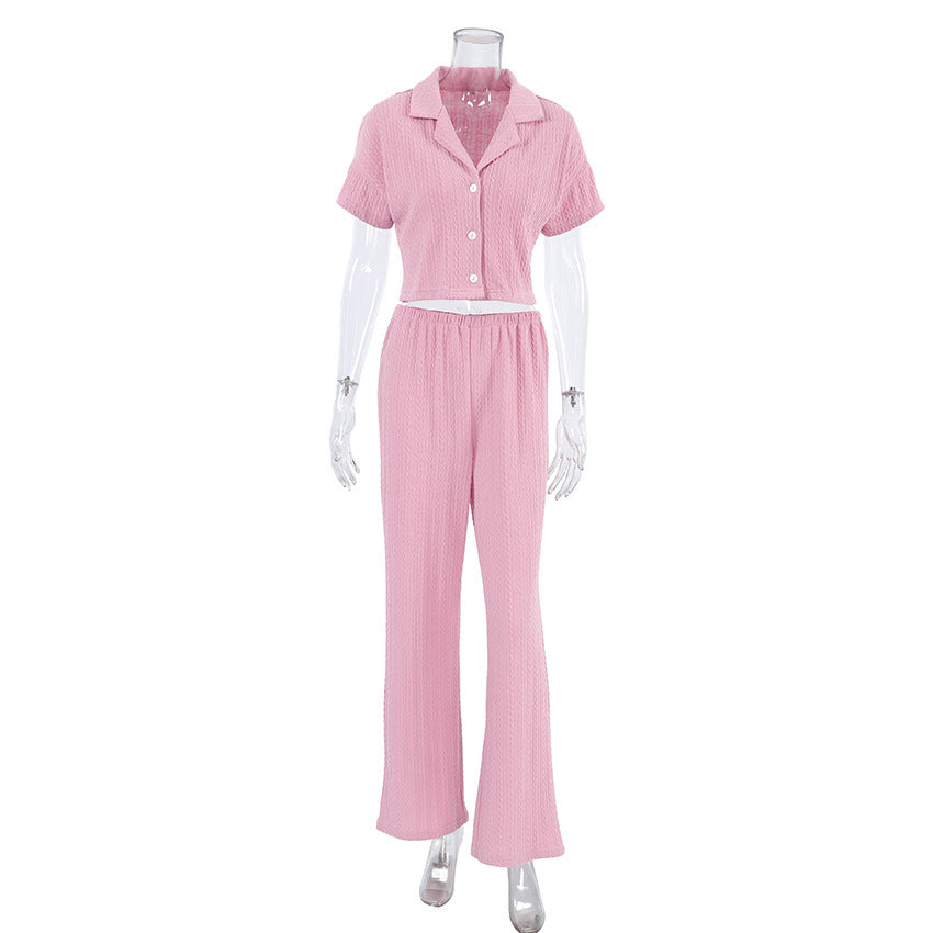 Wolff Modische einfache einfarbige Kurzarmhose Pyjama Zweiteiliges Set