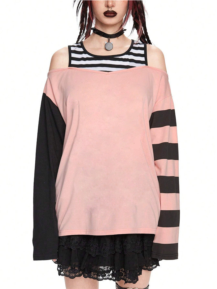 Damen Trendy Off-Shoulder Oberteil mit Streifenmuster und asymmetrischem Design WOLFF