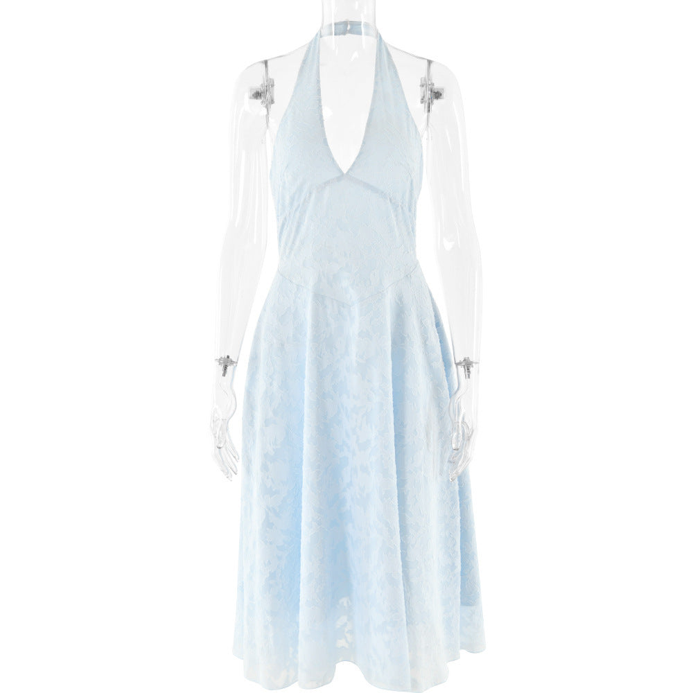 Damen Halterkleid mit elegantem V-Ausschnitt und fließendem Rockteil WOLFF