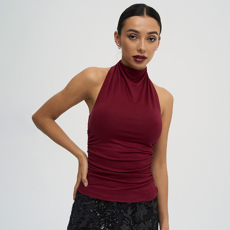 Damen ärmelloses Oberteil mit hohem Kragen und elegantem Rüschendetail WOLFF