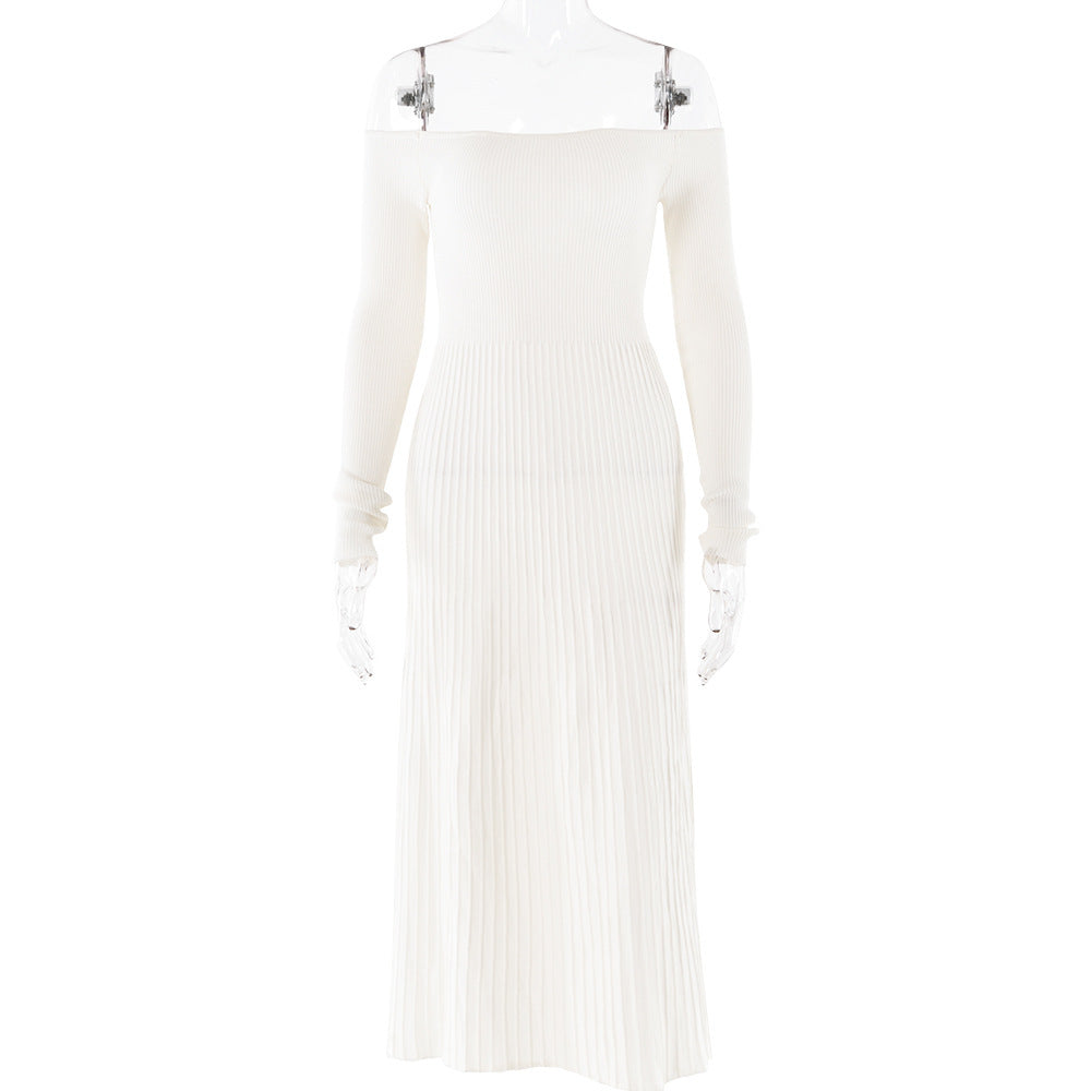 Damen Midi-Kleid mit schulterfreiem Design und raffinierten Rippentexturen WOLFF