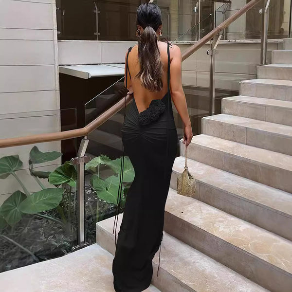 Damen elegantes Maxikleid mit verstellbaren Schnürdetails WOLFF