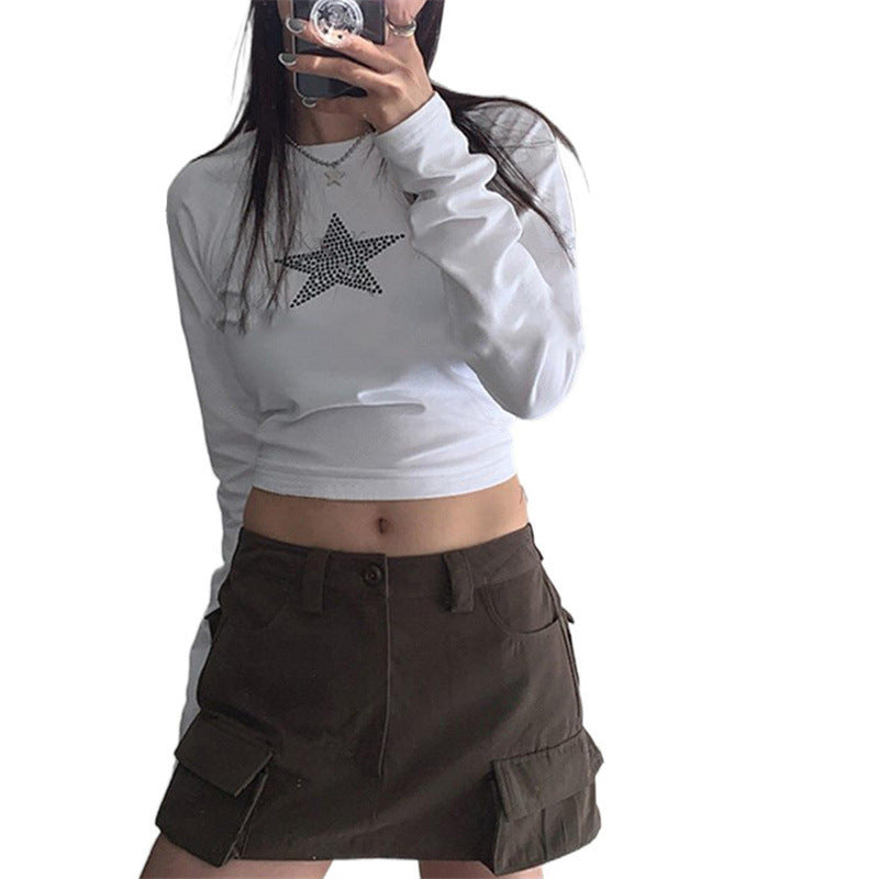 Damen cropped Langarmshirt mit funkelndem Sternenmotiv WOLFF