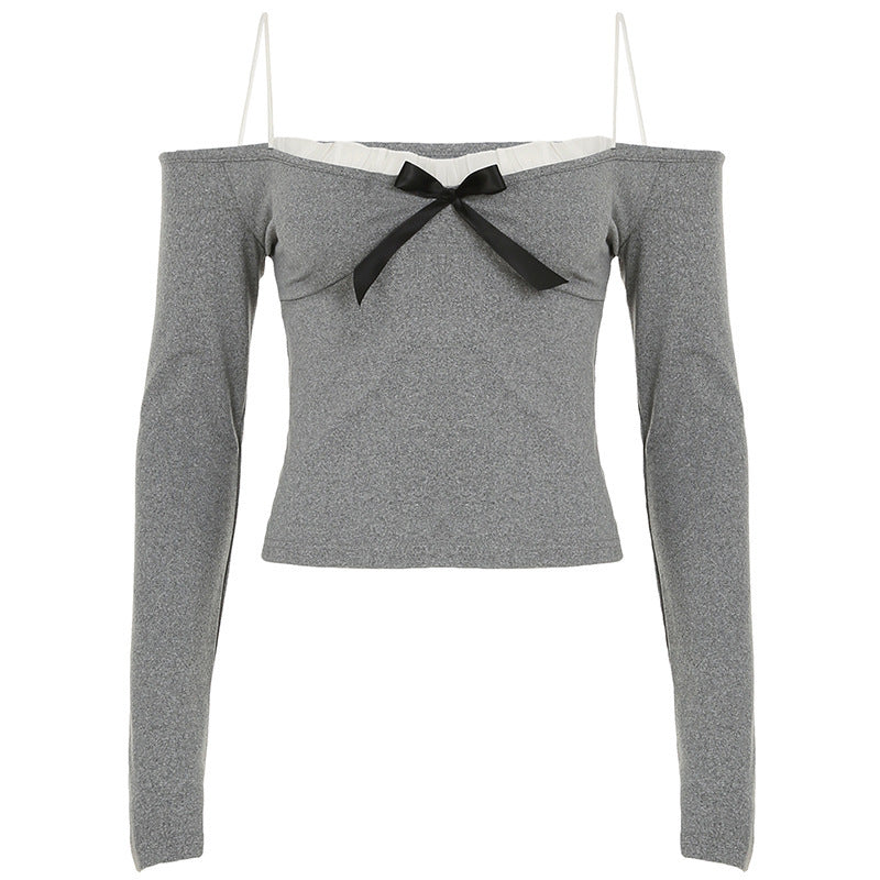 Damen Off-Shoulder Langarmshirt mit Rüschendetail und Schleife WOLFF