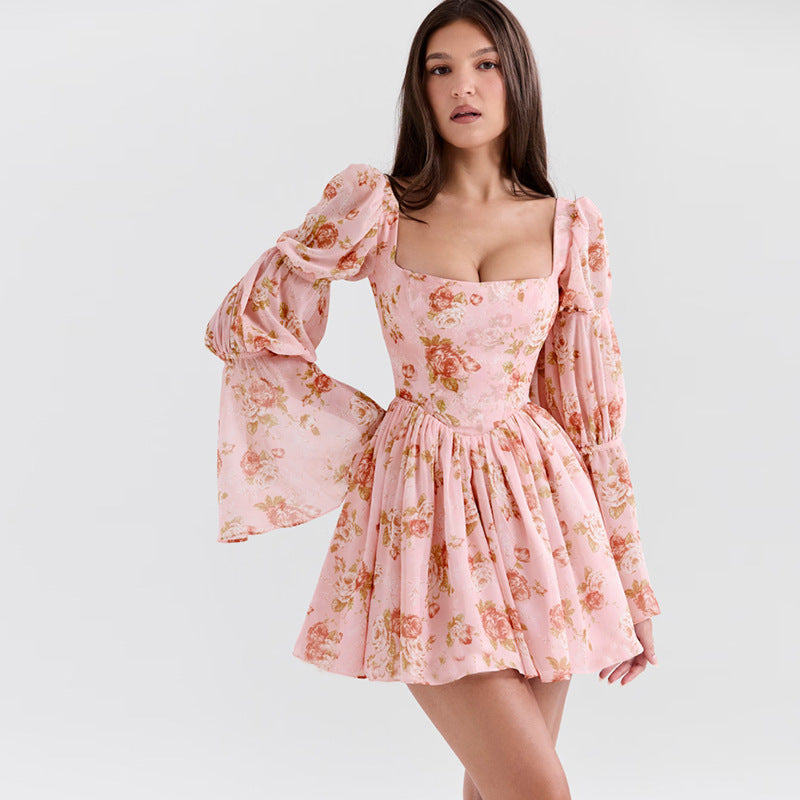 Damen Minikleid mit luftigen Puffärmeln und romantischem Blumenmuster WOLFF