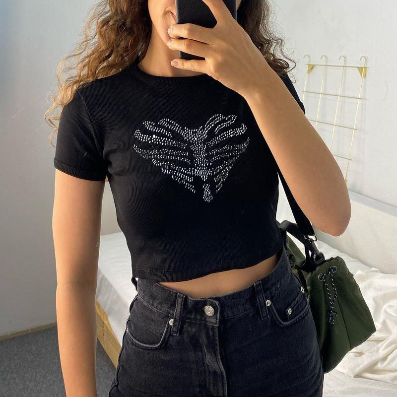 Damen Crop-Top mit kreativem Skelett-Design WOLFF