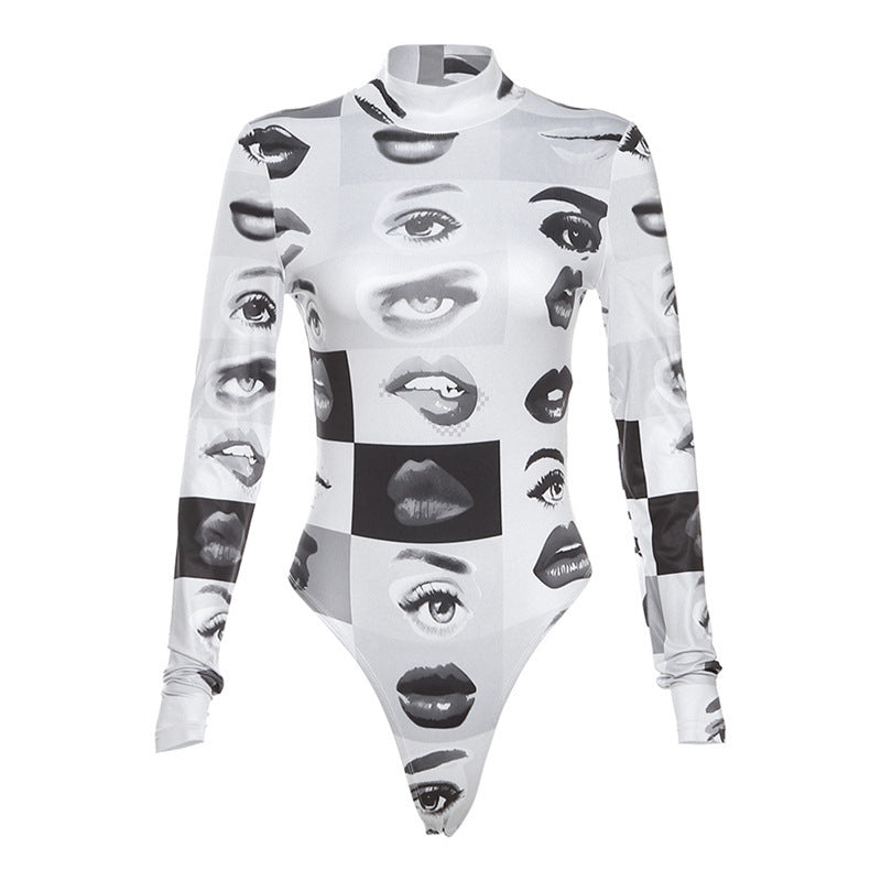 Damen Bodysuit mit einzigartigem Grafikdesign und langem Arm WOLFF