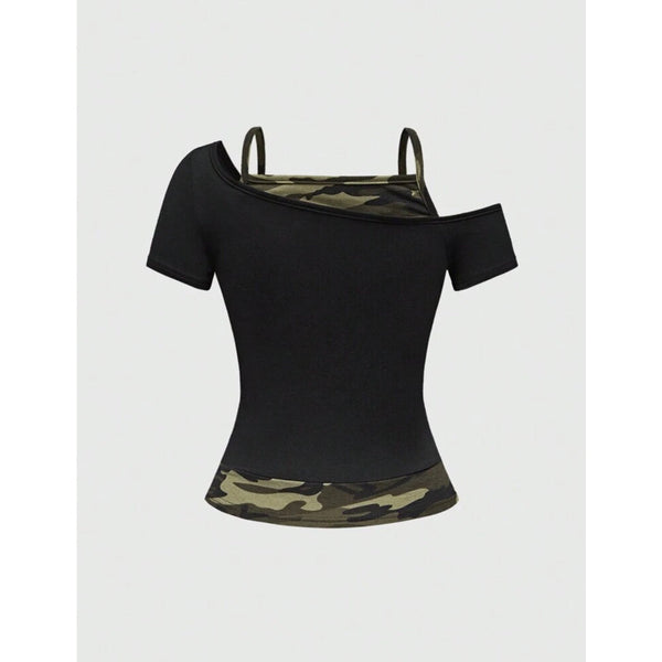 Damen Crop-Top mit kreativem Grafikdesign und asymmetrischem Schnitt WOLFF