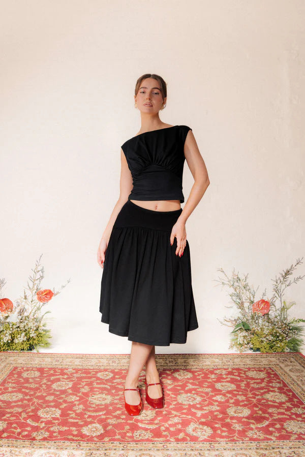 Damen elegantes Crop-Top und Wickelrock-Set WOLFF