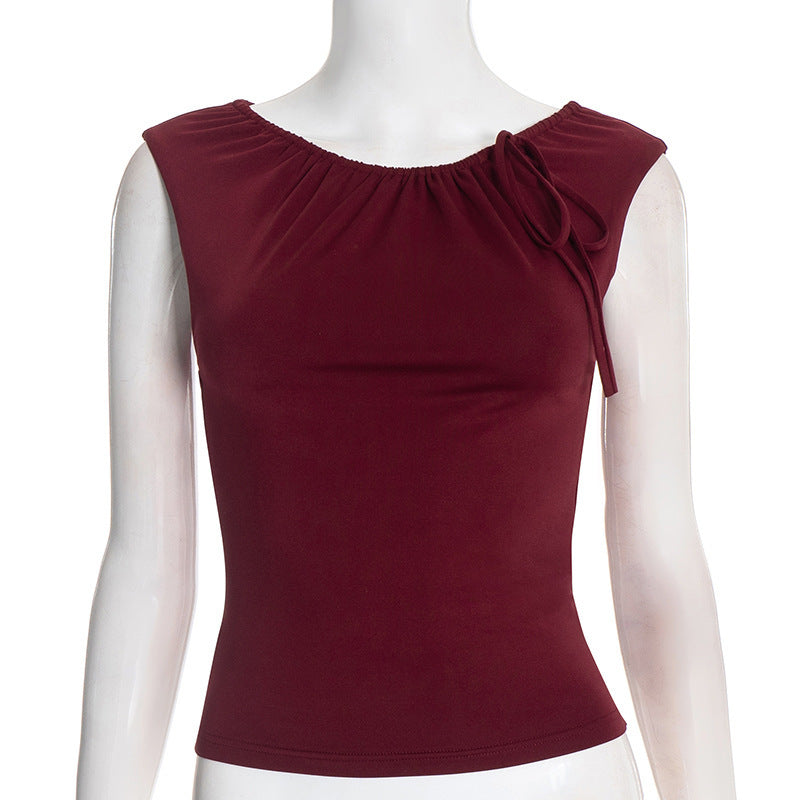 Damen elegantes Oberteil mit verspielter Schulterrüsche und romantischem Knoten WOLFF