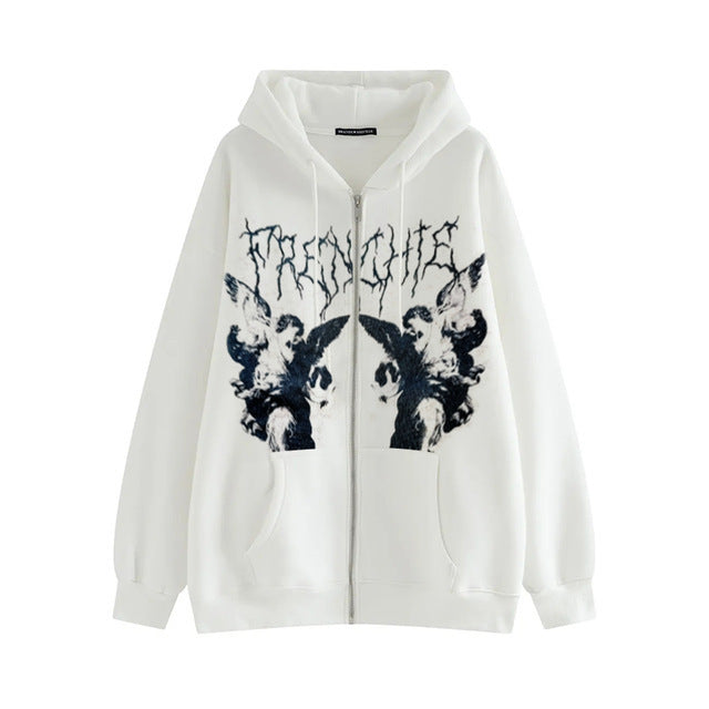 Damen Kapuzenpullover mit innovativem Engelskull-Design und großzügigen Taschen WOLFF