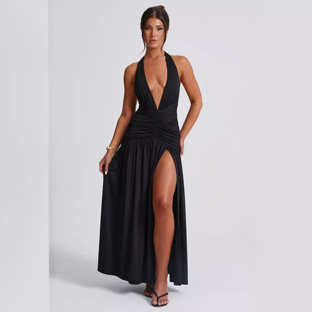 Damen Maxikleid mit verführerischem V-Ausschnitt und raffiniertem Rüschendesign WOLFF