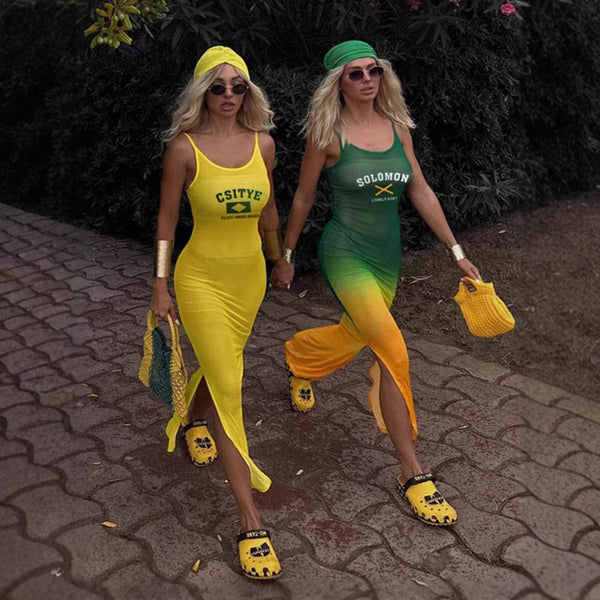 Damen Figurbetontes Maxikleid mit transparentem Mesh-Einsatz WOLFF