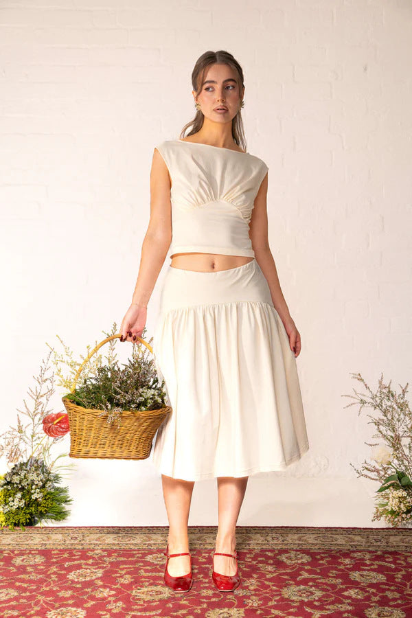 Damen elegantes Crop-Top und Wickelrock-Set WOLFF