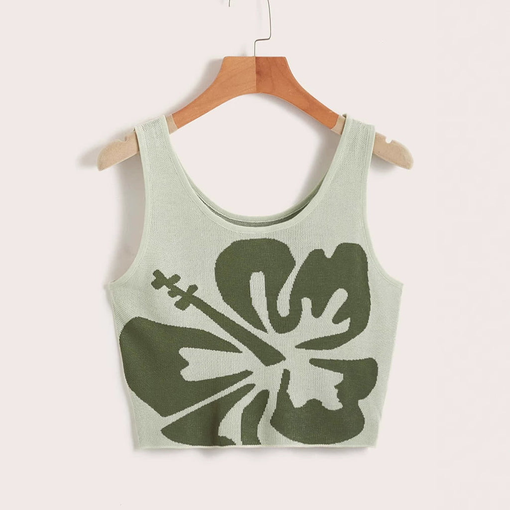 Damen Crop-Top mit floralem Grafikdesign WOLFF