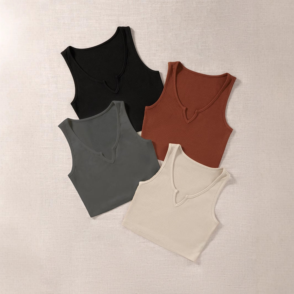 Damen Tanktop mit V-Ausschnitt und feiner Rippstruktur WOLFF