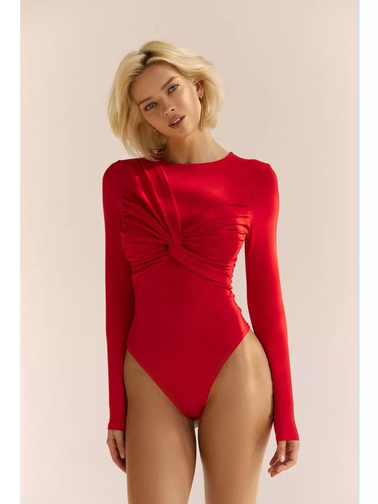 Damen bodenlanger Bodysuit mit raffinierten Drapierungen und langem Arm WOLFF