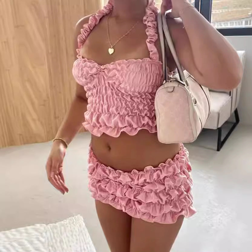 Damen Rüschen Minikleid mit Trägern WOLFF