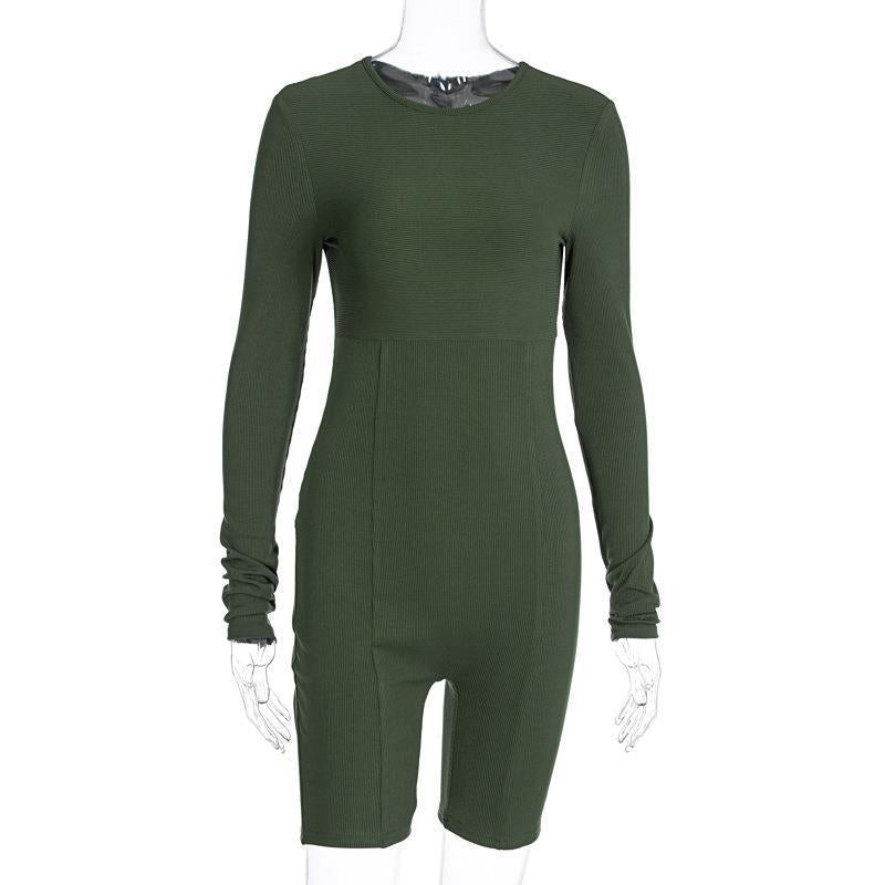 Damen figurbetonter Jumpsuit mit langem Arm und stylishen Rippdetails WOLFF