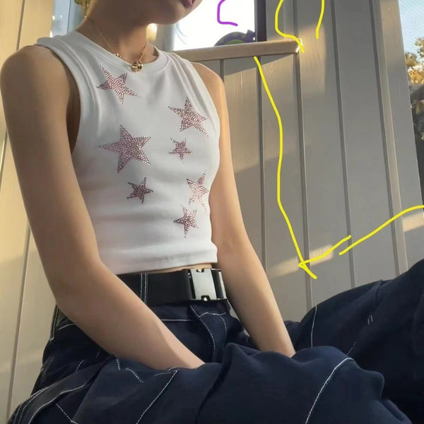 Damen Crop-Top mit funkelndem Sterne-Design WOLFF