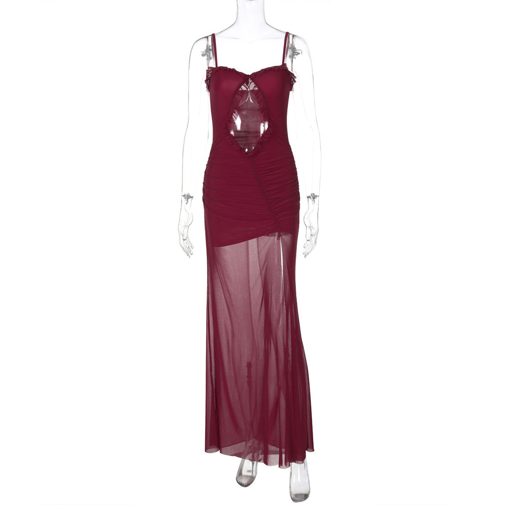Damen Maxikleid mit transparenten Einsätzen und raffiniertem Wickeldesign WOLFF