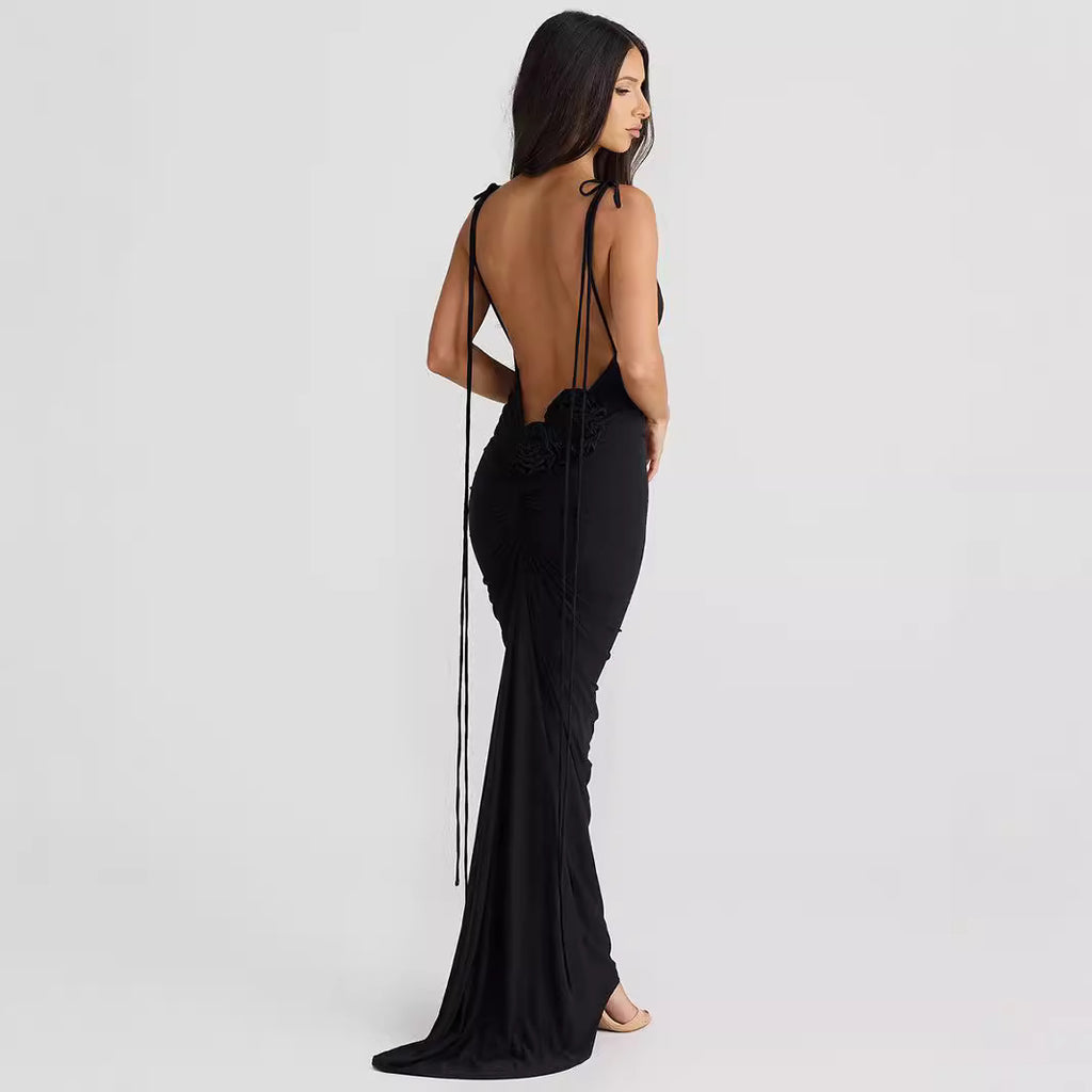 Damen elegantes Maxikleid mit verstellbaren Schnürdetails WOLFF