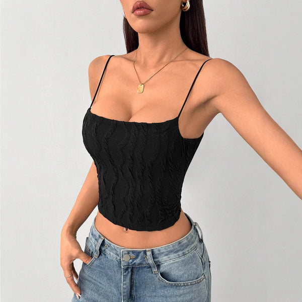 Damen Top mit gerafftem Design und schmalen Spaghettiträgern WOLFF