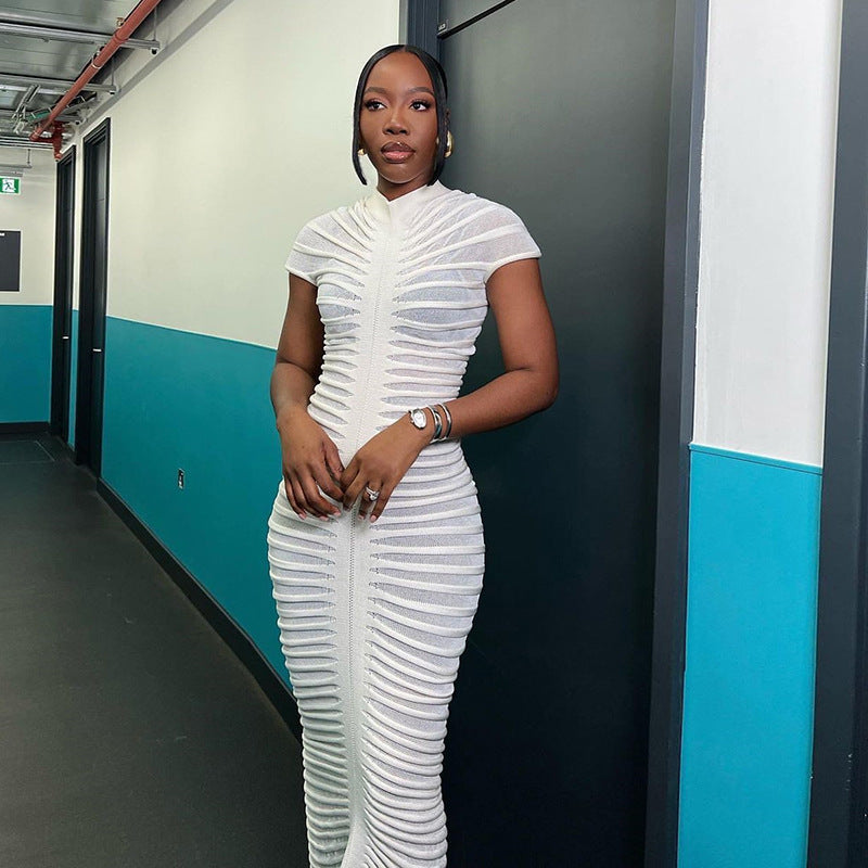 Damen Midi-Kleid mit raffiniertem Rippendesign und figurbetontem Schnitt WOLFF