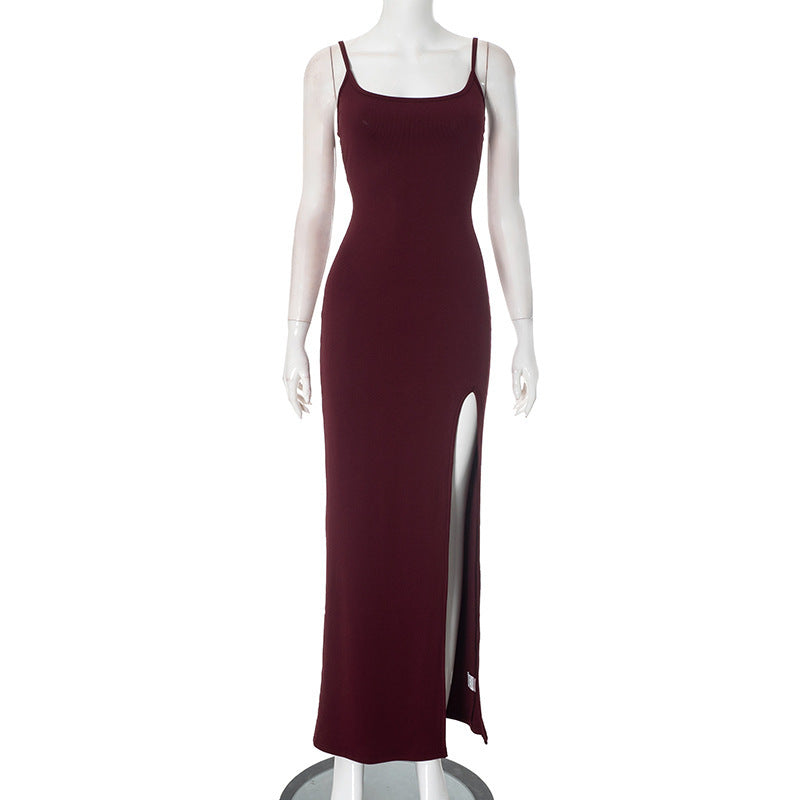 Damen Maxikleid mit sexy Seitenschlitz und elegantem Rundhalsausschnitt WOLFF