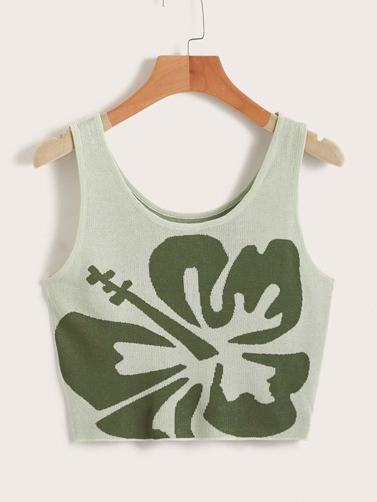 Damen Crop-Top mit floralem Grafikdesign WOLFF