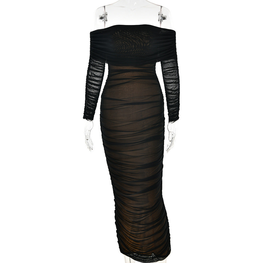 Damen figurbetontes Off-Shoulder Maxikleid mit raffinierten Rüschendetails WOLFF