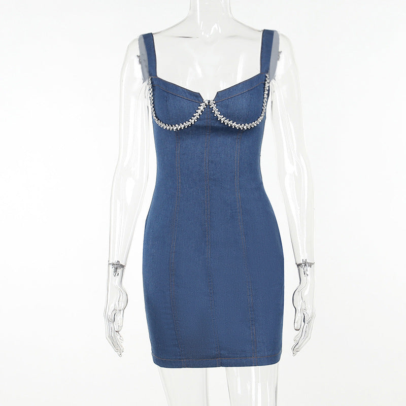 Damen Jeanskleid mit funkelnden Strassdetails WOLFF