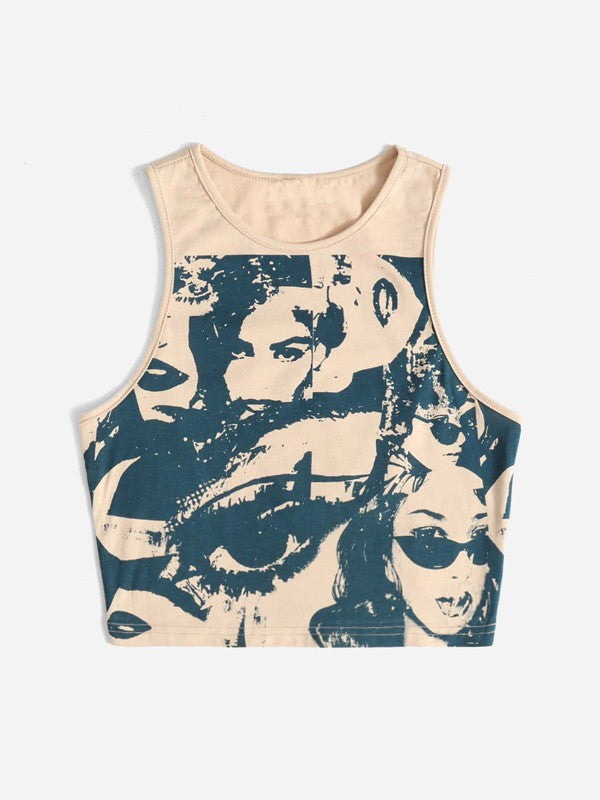Damen Kunstvoll bedrucktes Crop-Top WOLFF
