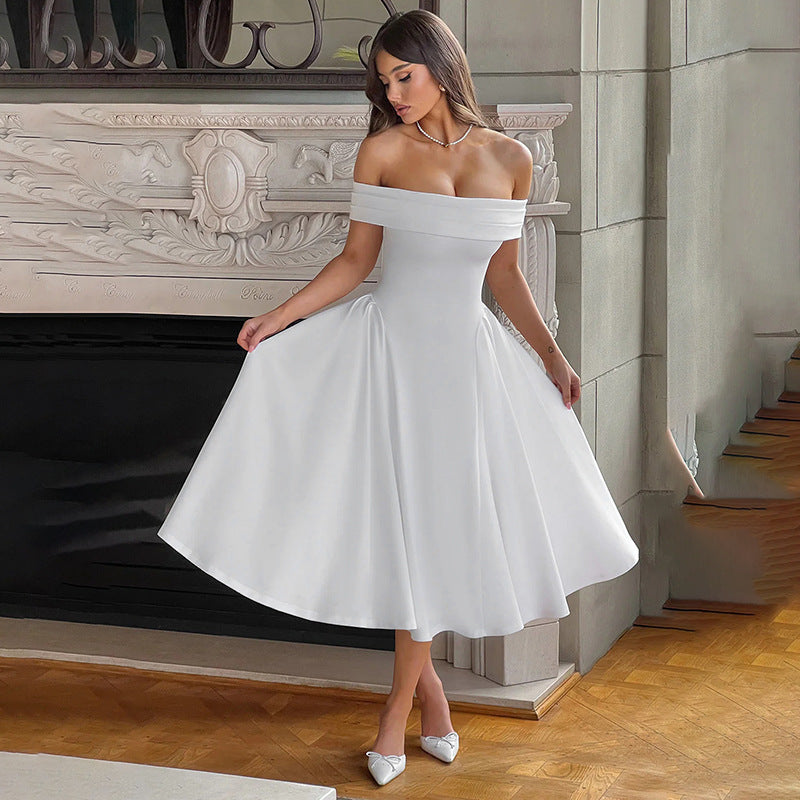 Damen Off-Shoulder Maxikleid mit fließendem Rock und eleganter Silhouette WOLFF