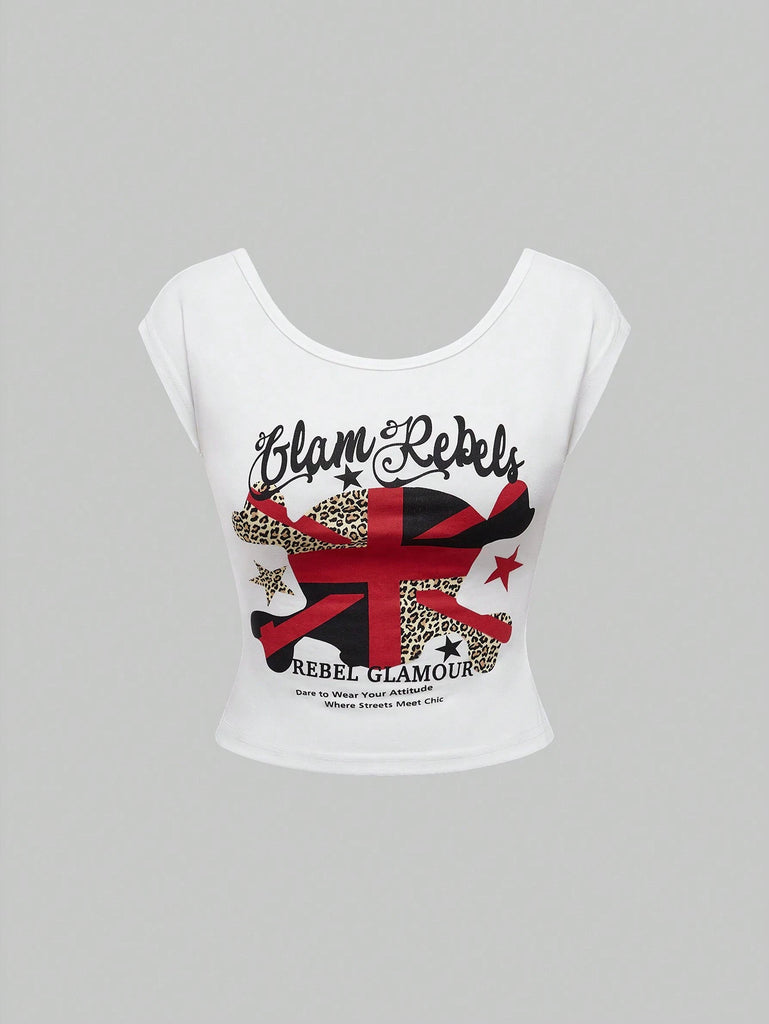 Damen lässiges Crop-Top mit kreativem Tier- und Grafikdruck WOLFF