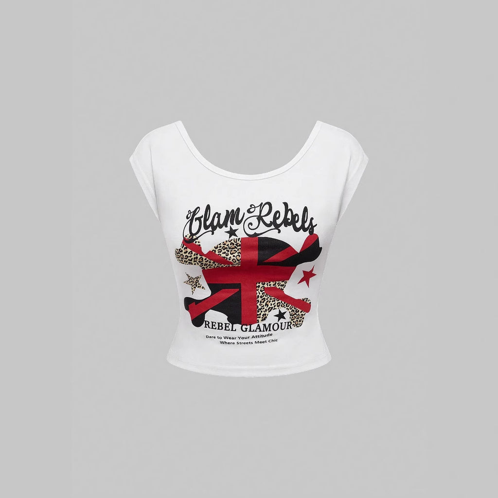 Damen lässiges Crop-Top mit kreativem Tier- und Grafikdruck WOLFF