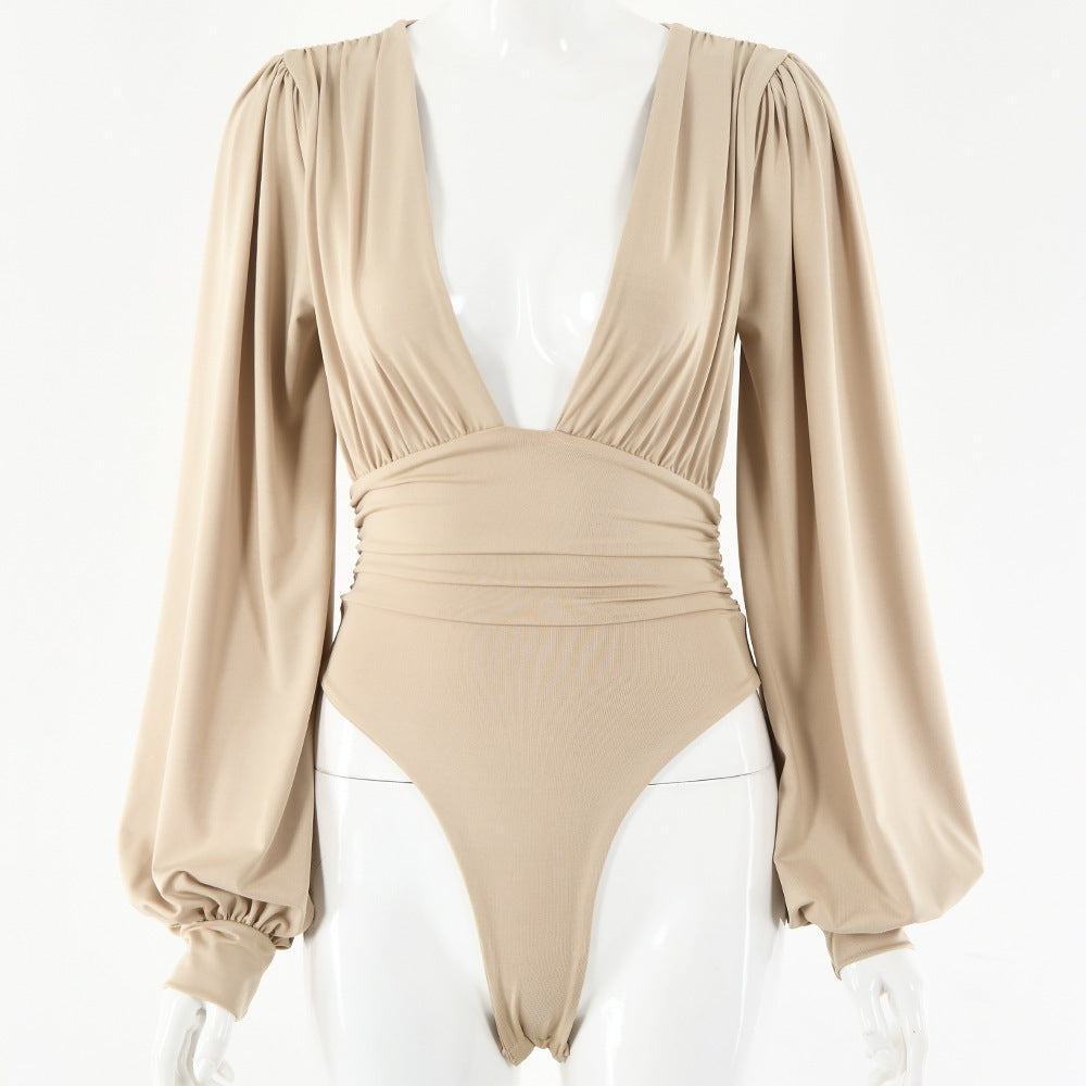 Damen Bodysuit mit tiefem V-Ausschnitt und puffärmeligem Design WOLFF