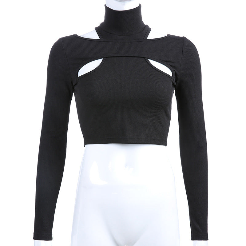 Damen Crop-Top mit einzigartigen Cut-Out-Details und hochgeschlossenem Kragen WOLFF