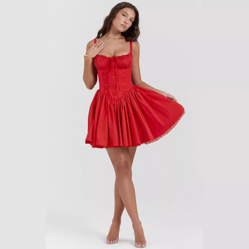 Damen verspieltes Minikleid mit elegantem Spitzenbesatz WOLFF