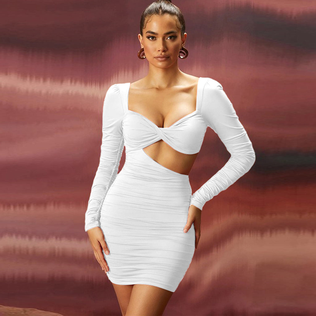 Damen Mini Kleid mit modernem Cut-Out und langen Ärmeln WOLFF