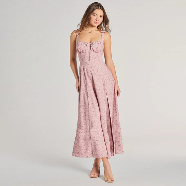 Damen Maximales Sommerkleid mit verstellbaren Spaghettiträgern und elastischem Oberteil WOLFF