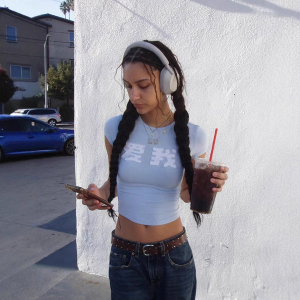 Damen Crop-Top mit einzigartigem Druck WOLFF
