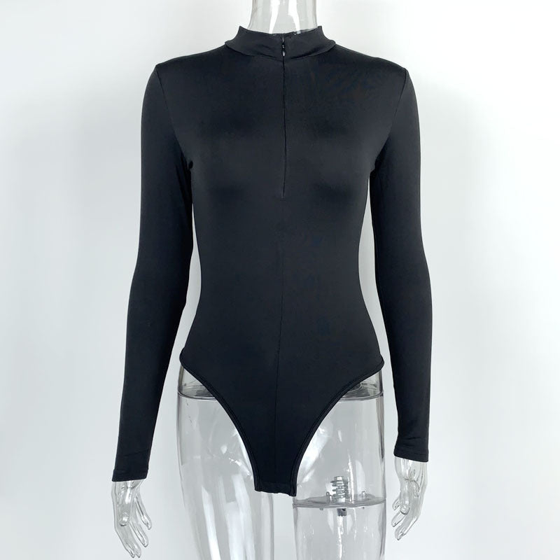 Damen Eleganter Langarm-Bodysuit mit Stehkragen und Reißverschluss WOLFF